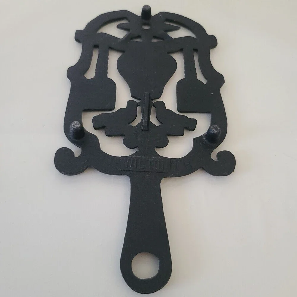Vintage Wilton Cast Iron Trivet Heart & Birds